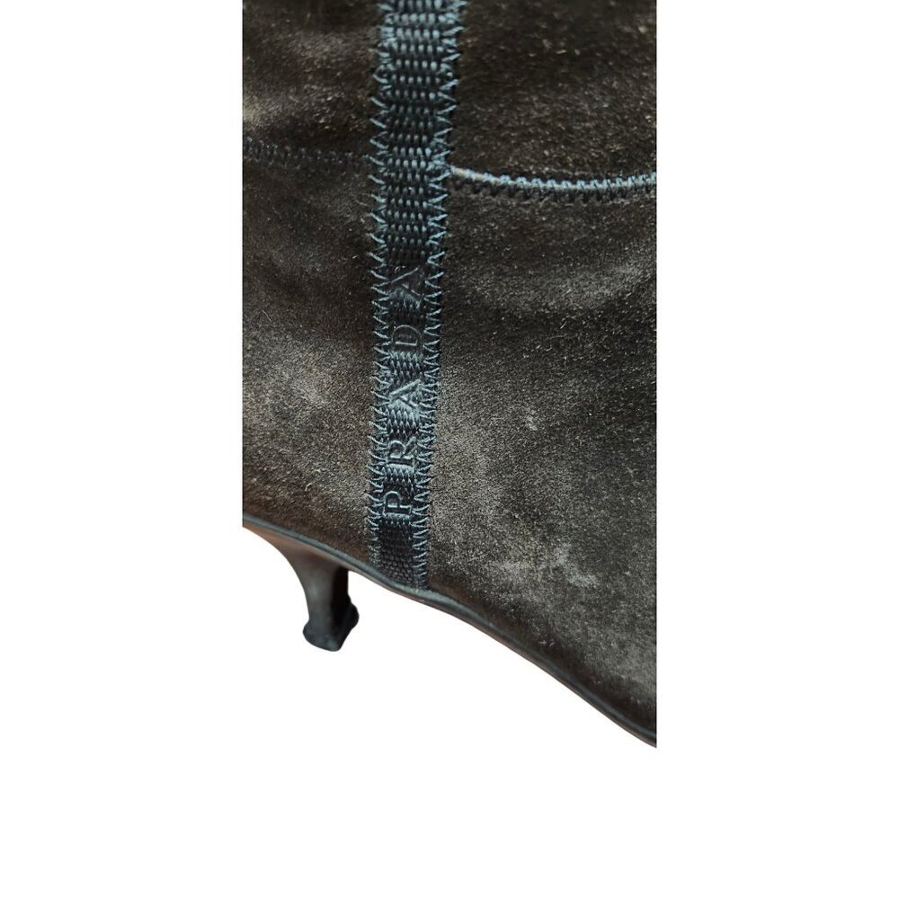 PRADA BROWN SUEDE HEELED BOOTS - EU 38.5/US 8 - Picture 4 of 16